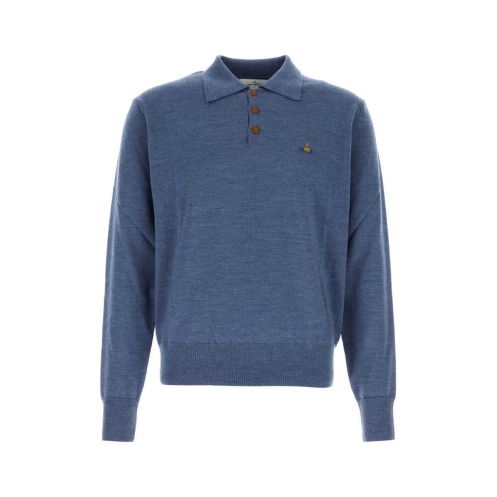 Vivienne Westwood Men Air Force Blue Wool Mark Polo Shirt